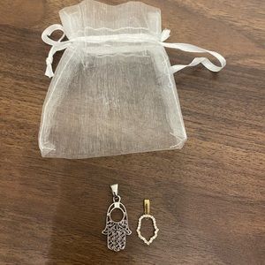 Gold 14k and Sterling Silver Hamsa Pendants